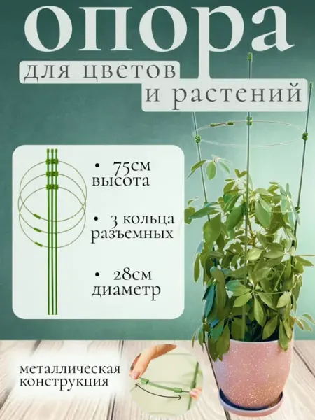 АгроТОП Поддержка опора для растений и цветов 75 см 3 кольца