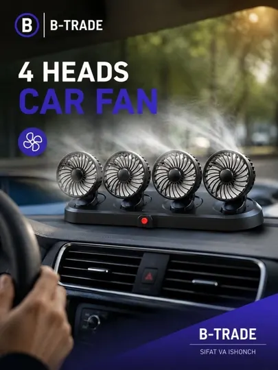 Автомобильный вентилятор FAN 306-4, портативный 4-головочный вентилятор USB 5V