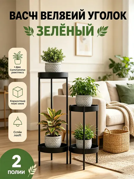 Металлическая подставка для цветов этажерка