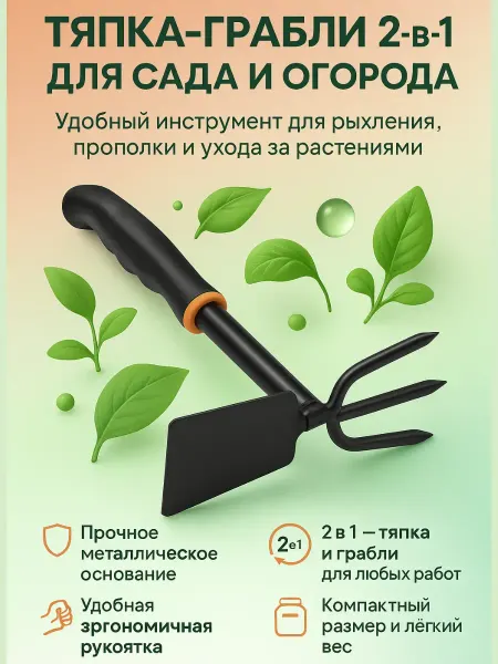 ЗЕЙН 81 тяпка грабли, мотыжка садовая 2 в 1