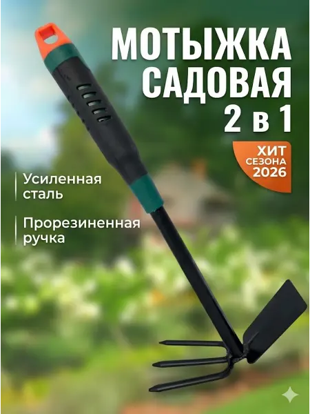 Рыхлитель садовый с длинной ручкой мотыжка тяпка 2 в 1