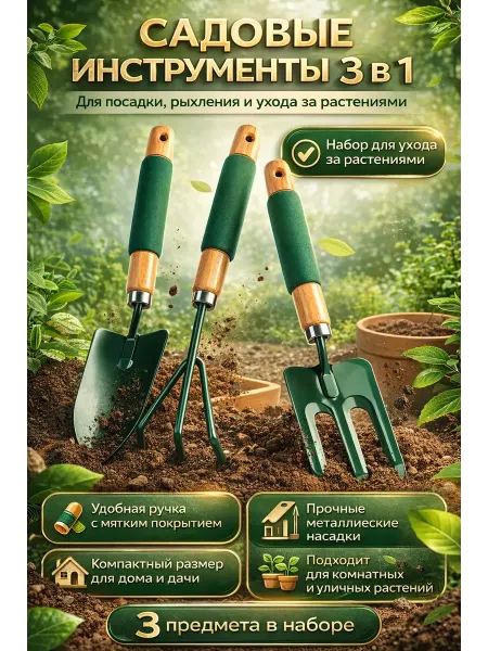 СУМАЯ17 Садовые инструменты набор 3 в 1 для посадки растений