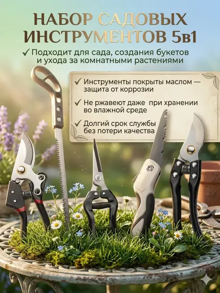 Набор садовода 2 секатора,2 пилы и садовые ножницы для сада