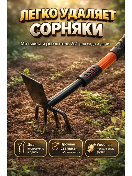 Ashine Мотыжка рыхлитель садовая 2в1 для прополки