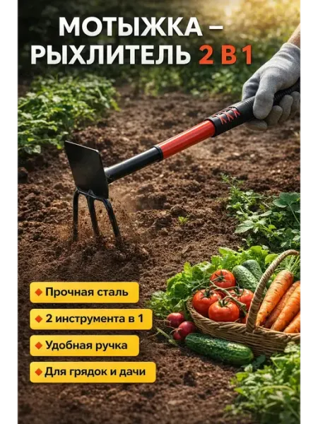 Уютверк Мотыжка рыхлитель садовый 2в1 для прополки грядок