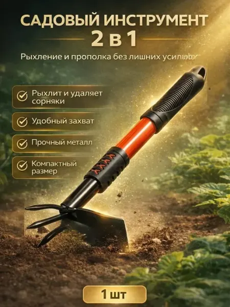 А514 Тяпка рыхлитель 3 зуба мотыжка садовая для огорода