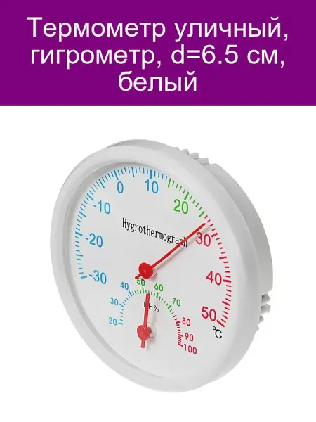 Термометр-гигрометр уличный 6 5 см белый