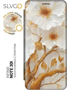 Чехол-книжка на Infinix Note 30i с принтом Древо сияющих цветов, bkg