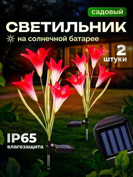 D-light Светильник уличный на солнечной батарее Лилии 2шт