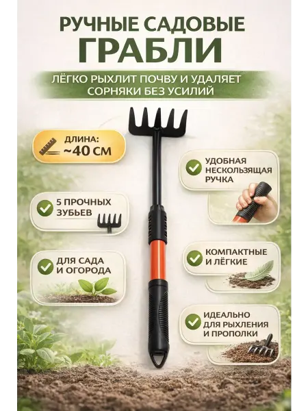DD_ASN Грабли садовые ручные мини для рыхления почвы