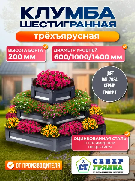 Север грядка Клумба садовая многоярусная оцинкованная для дачи RAL-7024