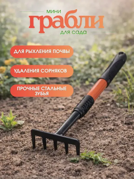 ShopBenefit Грабли садовые ручные для рыхления почвы и уборки