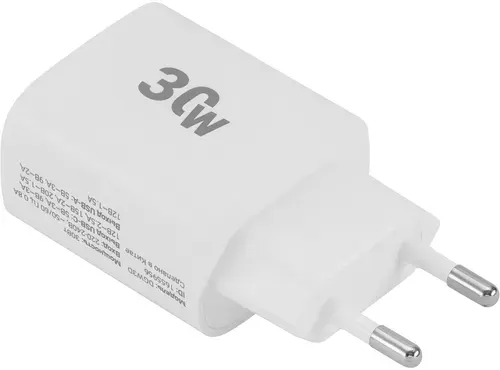 Сетевое зарядное устройство Digma DGW3D, быстрая зарядка, USB-C/USB-A, 30W, белый (DGW3D0F110WH)