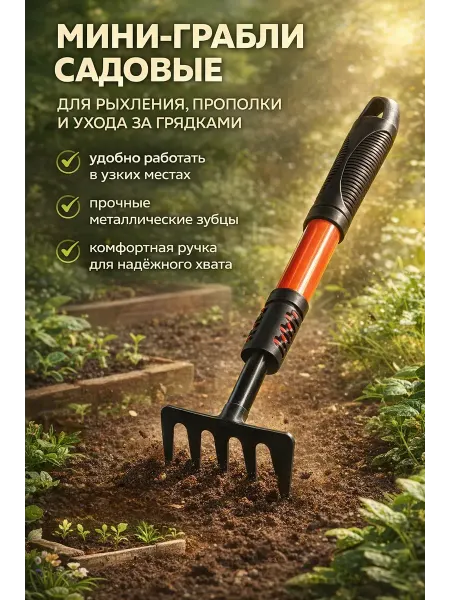 Ананас Грабли садовые ручные мини для рыхления почвы и прополки
