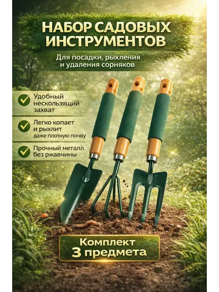 Ас3495 Набор садовых инструментов для сада рыхлитель лопатка грабли