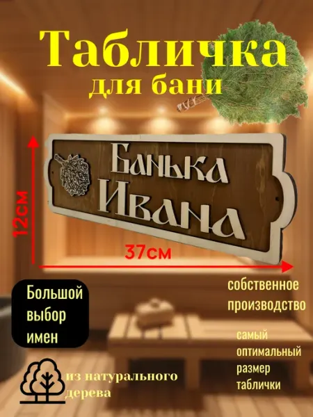 Табличка для на дверь именная Банька Ивана