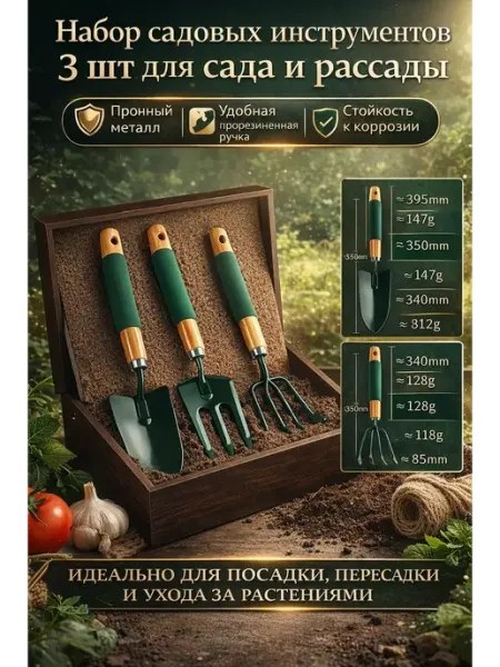 Гавва2 Набор садовых инструментов 3 шт для рассады