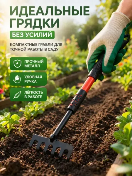 Звонк Грабли садовые ручные металлические для рыхления