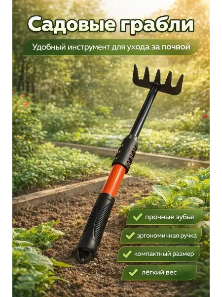 Звонк Грабли садовые ручные с эргономичной ручкой