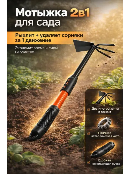 О124г Мотыжка садовая рыхлитель тяпка для прополки грядок