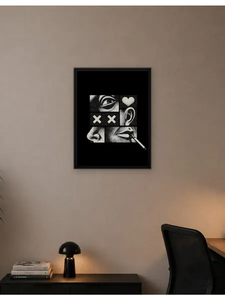 Postersbase Постер Абстрактный коллаж лица с сигаретой 30x40