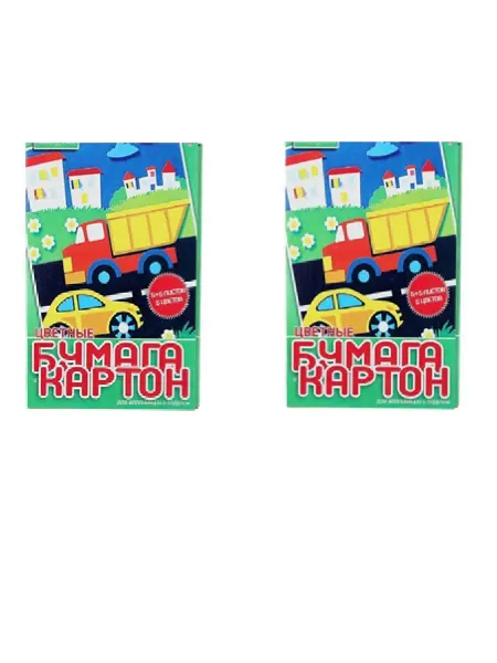 HOBBY TIME Набор цветная бумага и картон 10 л л 5 цв.+5 цв. 2 уп