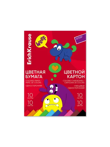 ErichKrause Набор цветной бумаги и картона А4, 40 листов, 10 цветов