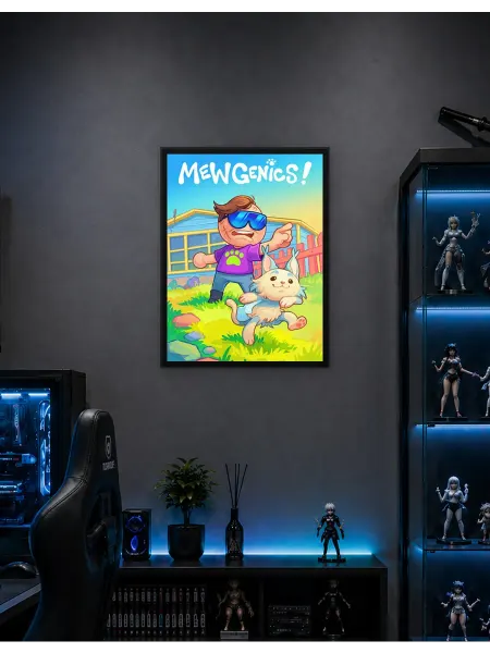 Postersbase Постер Мультяшный мальчик и кот Мьюдженикс 30x40