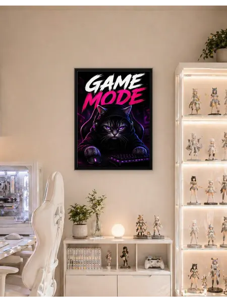 Postersbase Интерьерный постер Кот-геймер в игровом режиме 30x40