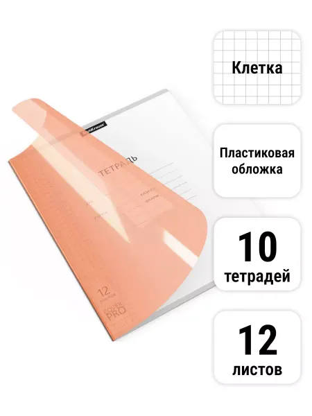 ErichKrause Тетрадь Классика CoverPrо Neon, 12 листов Клетка 10 штук