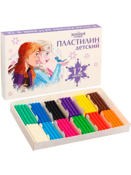 Нет бренда Пластилин цветной классический "Детский", комплект 12 цветов