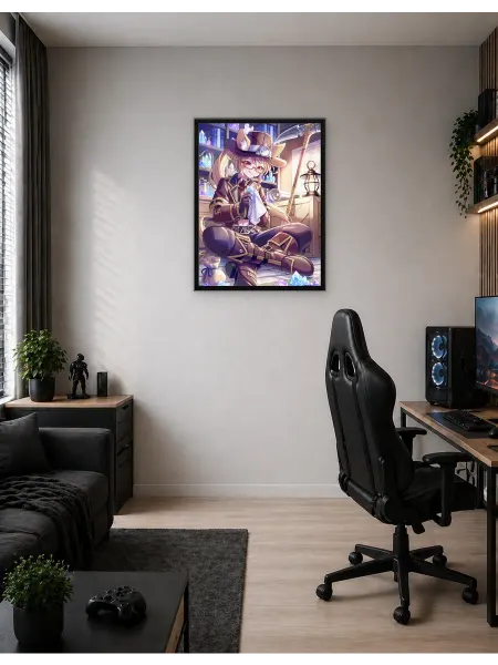 Postersbase Постер Анимэ-персонаж с кристаллами и косой 30x40