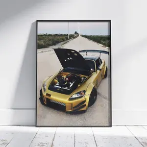 Плакат на стену для интерьера Культовые машины (Honda S2000 4) - Постер по легендарным и классическим ретро автомобилям формата А3 (30x42 см)