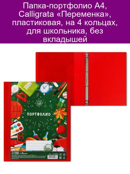 Calligrata Папка-портфолио А4 Переменка, пластик, 4 кольца