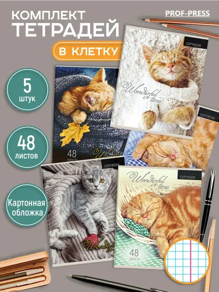TM Profit Тетрадь 48 листов в клетку набор 5 штук
