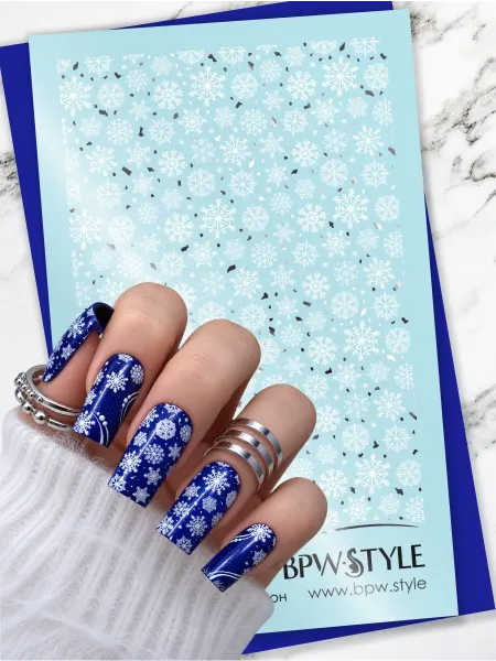 BPW.style Наклейки для ногтей слайдеры зима снежинки новый год