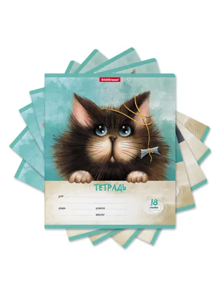 ErichKrause Тетрадь 18 л в линейку "Funny Cats" (в упаковке из 5 шт)