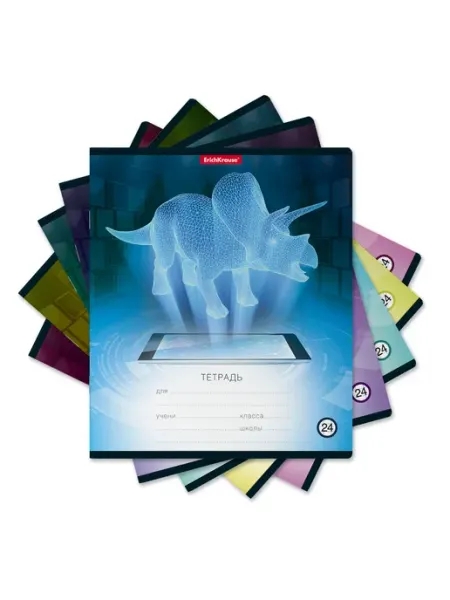 ErichKrause Тетрадь 24 л. в клетку "Digital Dino" (набор из 5 шт.)