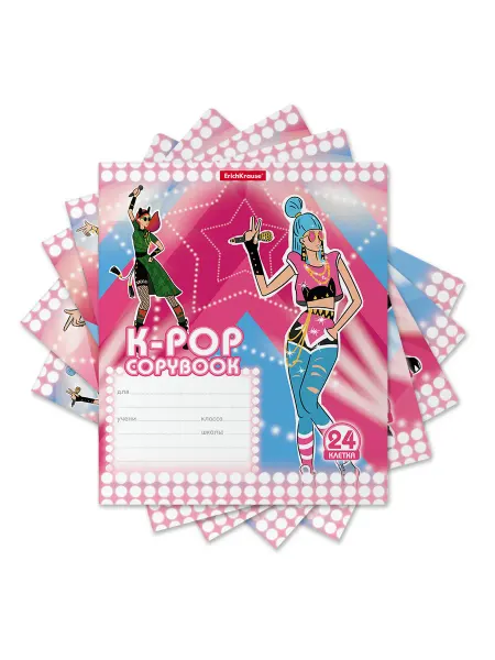 ErichKrause Тетрадь 24 л. в клетку "K-POP" (в упаковке из 5 шт.)