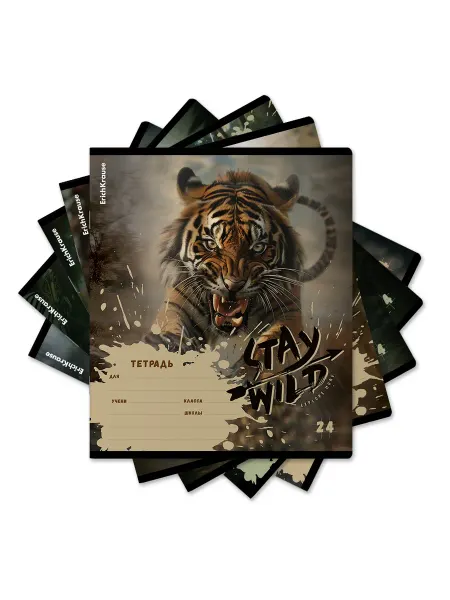 ErichKrause Тетрадь 24 л. в клетку "Stay Wild" (в упаковке из 5 шт.)