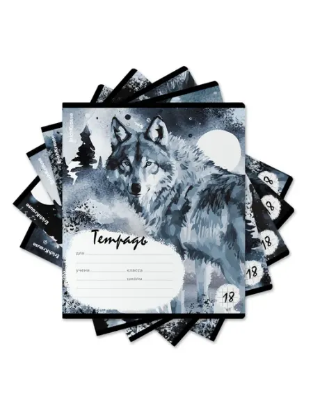 ErichKrause Тетради Тетрадь 18 л. в клетку "Timber Wolf" (в упаковке из 5 шт.)