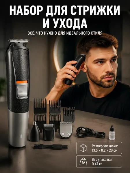 Универсальный триммер мужской для бритья 3в1