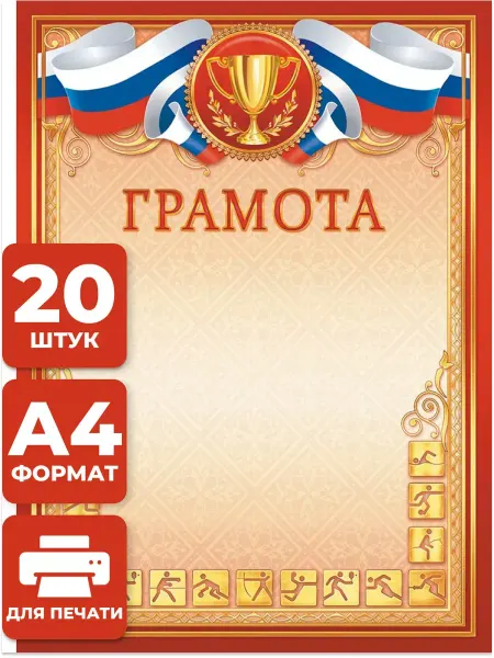 Компания ЛиС Грамота спортивная бланк 20 шт А4