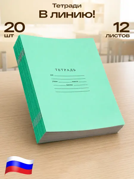 GT Тетрадь в широкую линейку А5 для школы 12л 20шт