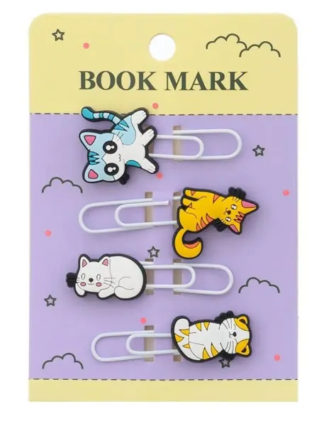 Закладки-скрепки Коты (4 шт)