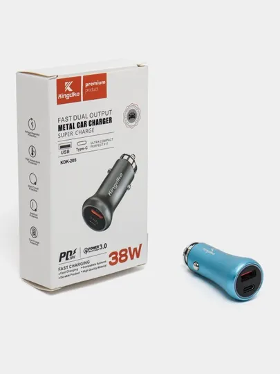 Автомобильное зарядное устройство PD 38 Вт KDK-205, быстрая зарядка Type-C и USB 3.1A