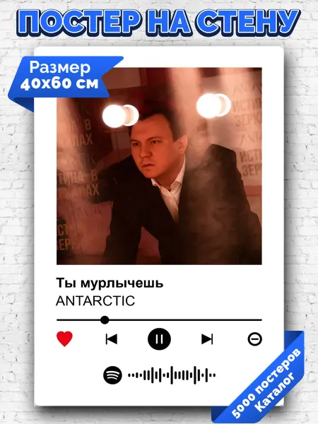 Arthata-spotify постер Спотифай постер Спотифай плакат ANTARCTIC - Ты мурлычешь 40х60