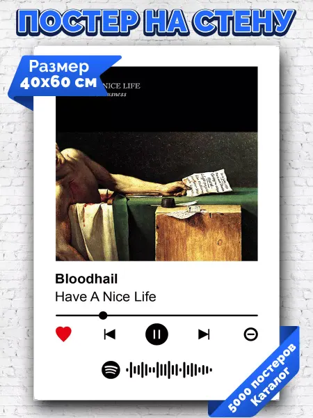 Arthata-spotify постер Спотифай постер Спотифай плакат Have A Nice Life - Bloodhail 40х60
