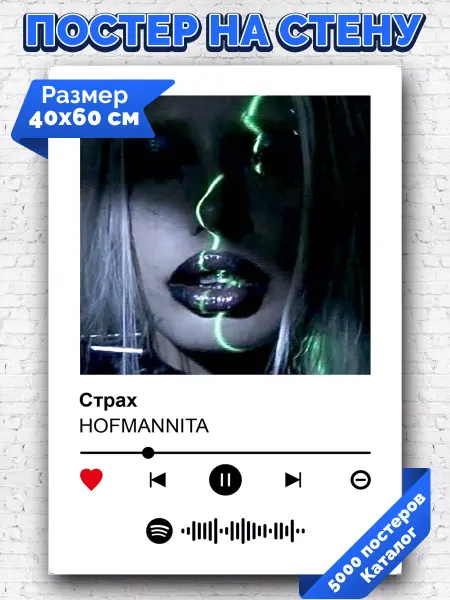 Arthata-spotify постер Спотифай постер Спотифай постер HOFMANNITA - Страх 40х60
