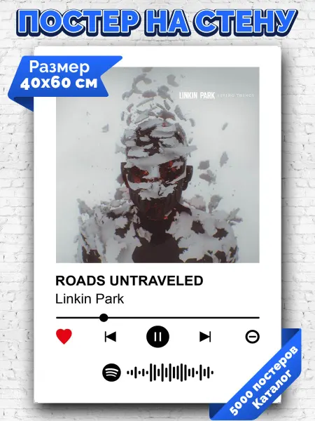 Arthata-spotify постер Спотифай постер Плакат на стену Linkin Park - Roads Untraveled 40х60